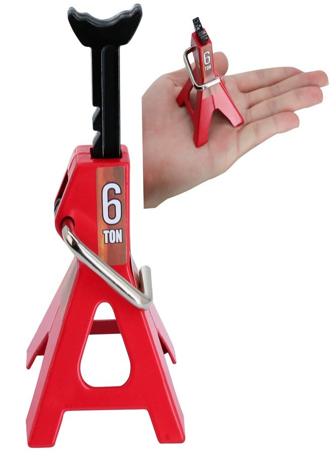 POLANTA 4 Pack 1/10 Remote Control Car Scale Metal Jack Stand Repair for Traxxas TRX4 Axial SCX10 1/10 RC Climbing Car,Note: for 1:10 RC Cars only, not for Real Cars(Red) - Image 2